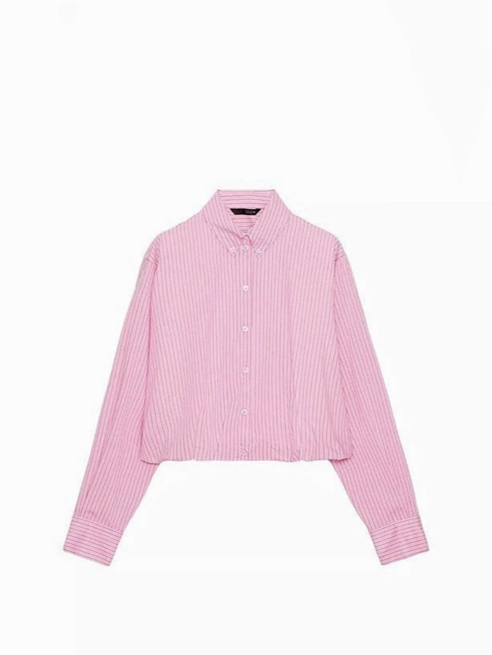 ZARA Striped Balloon Poplin Shirt Pink & White Size - Medium